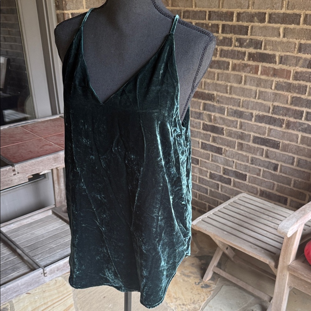LOFT Green Velvet Cami Top